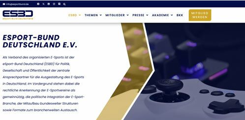 Screenshot der Webseite vom eSport-Bund Deutschland e.V.